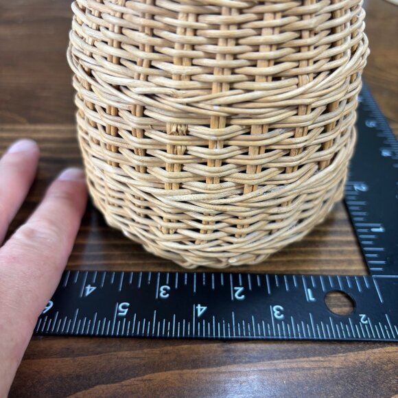 Vintage Wicker Lady Figurine Woven Basket Doll with Hat and Flowers Boho Decor - Picture 14 of 14